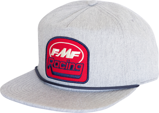 FMF Retro Racer Hat in Heather Gray with embroidered logo, classic baseball cap style, stylish and comfortable men's headwear.