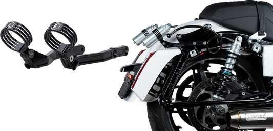 LEGEND SUSPENSION, Legend Suspension Revo ARC External Reservoir Mounts for Harley-Davidson CVO and FL Models - Black (Part #1313-0274)