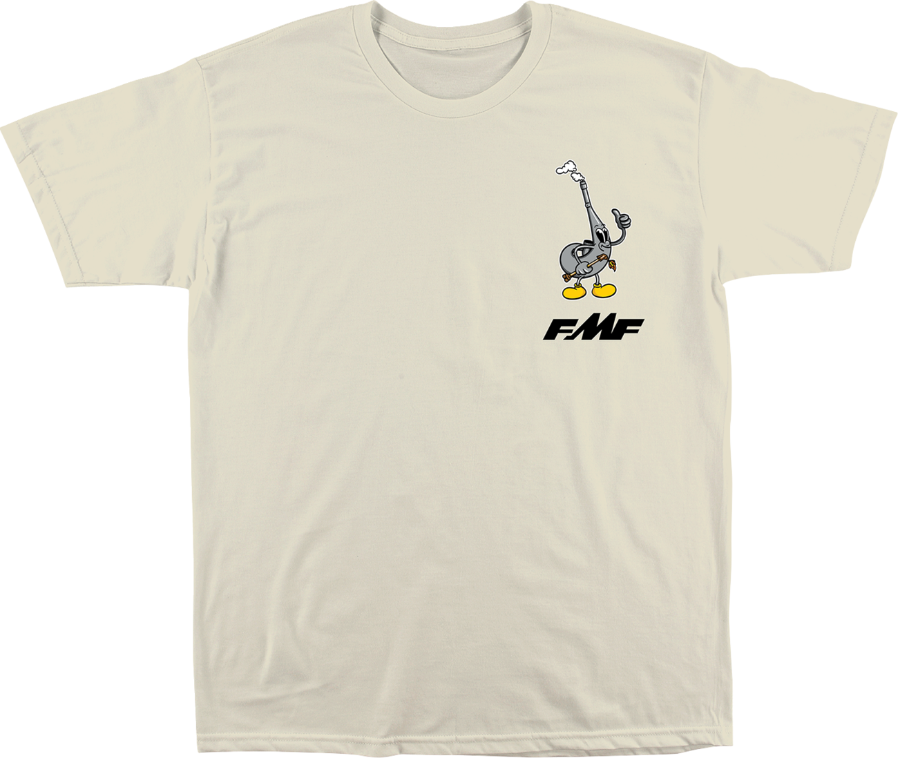 FMF Garage T-Shirt in natural color, large size, casual cotton tee with graphic design, ideal for motorcycle and automotive fans.