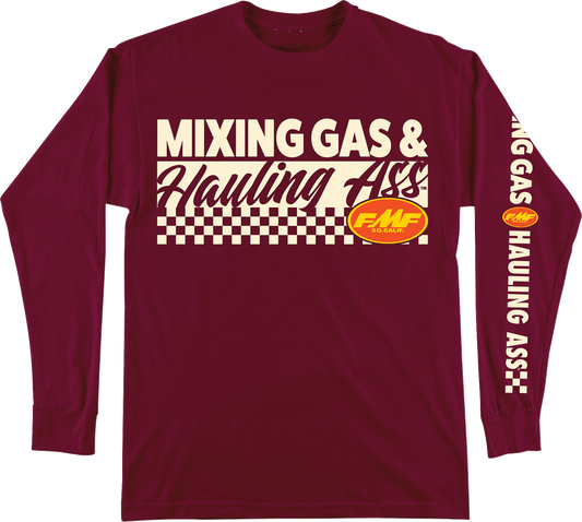 FMF Mixin long-sleeve T-shirt in maroon, size 2XL, featuring a comfortable fit and casual style.