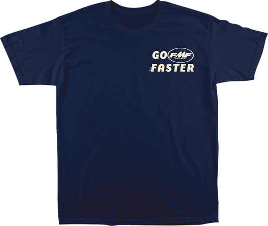 FMF Faster T-Shirt in navy, 2XL, made of soft spun cotton with a graphic print, casual men's graphic tee.
