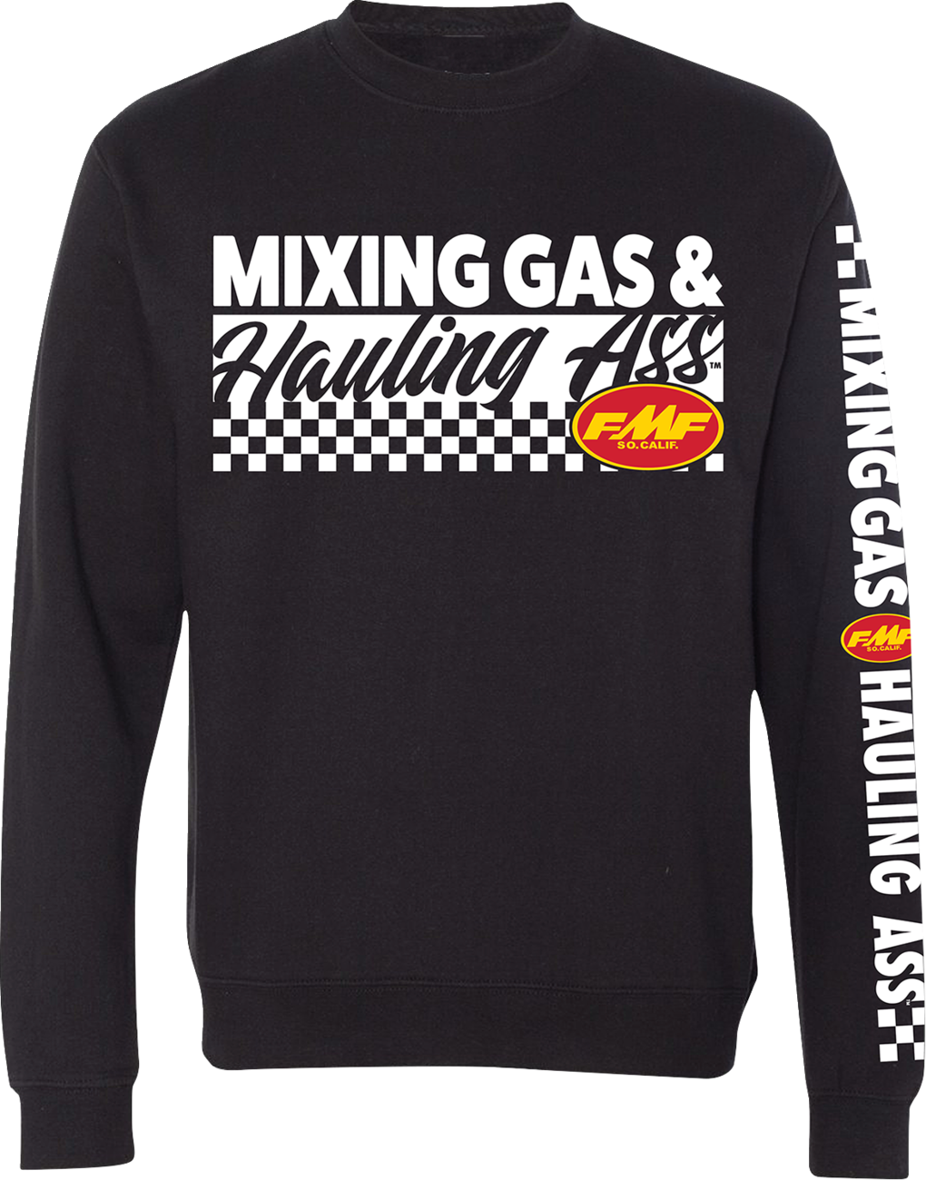 Black FMF Mixin Crew Fleece in small size, featuring a comfortable crewneck design and soft fabric for casual wear.