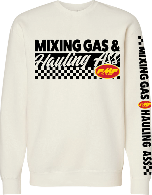 FMF Mixin Crew Fleece in Bone color, medium size, featuring soft fabric and casual fit, stylish and comfortable men's fleece.