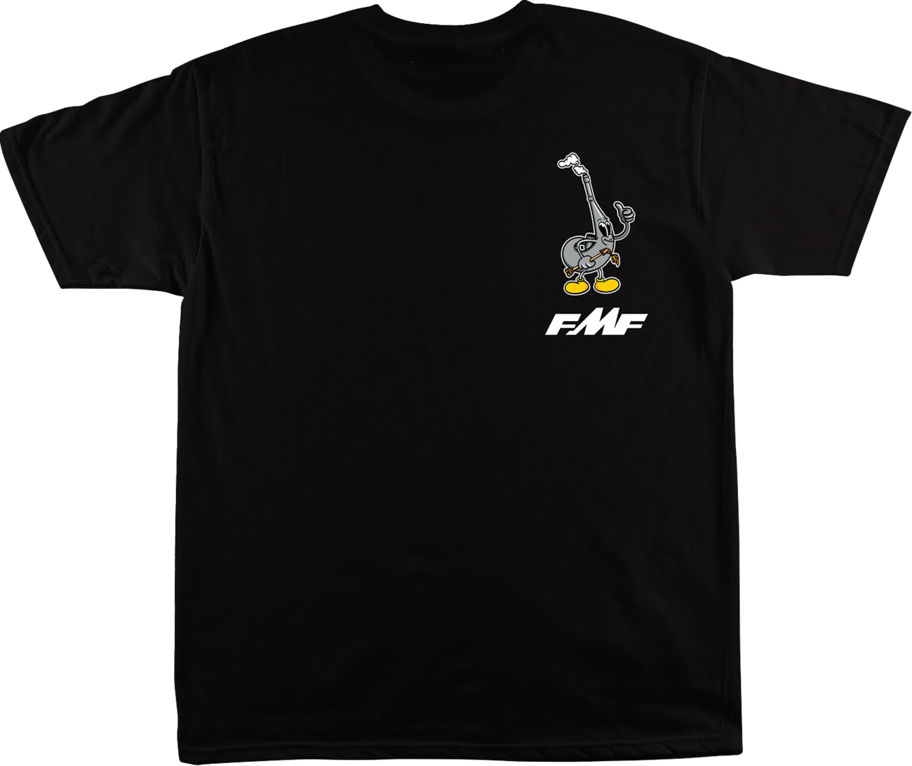 Black FMF Garage T-Shirt in medium size with FMF logo and design, featuring a comfortable fit and casual style.