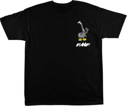 Black FMF Garage T-Shirt in medium size with FMF logo and design, featuring a comfortable fit and casual style.