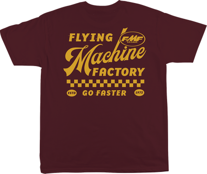 FMF Faster T-Shirt in maroon, medium size, shows front view with logo and casual fit, made by FMF.