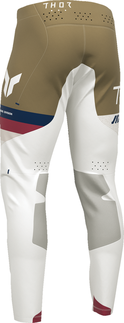 THOR Sportmode League Pants in white and copper, US size 34, featuring sporty design and durable fabric for active riding.