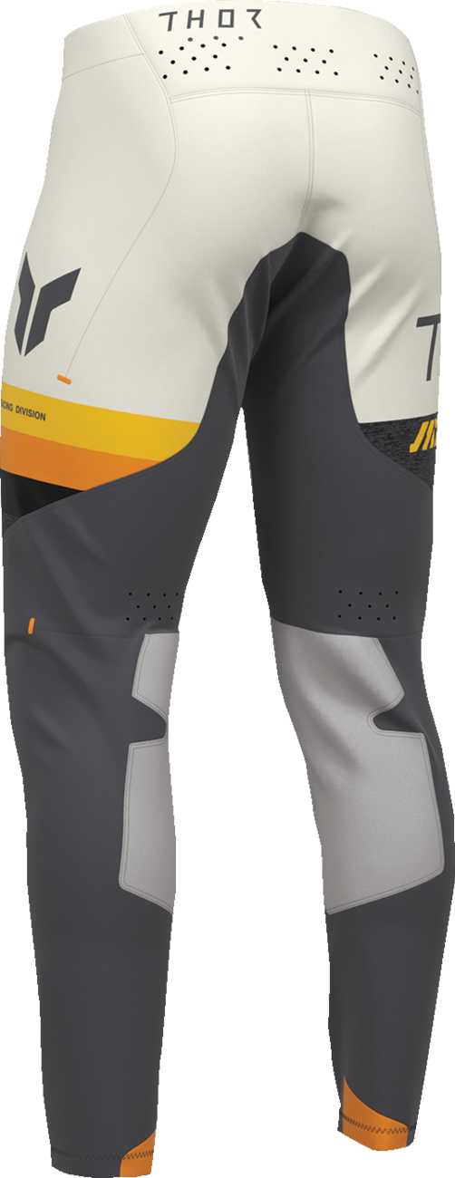 THOR Sportmode League Pants in charcoal and vintage white, US size 38, showing the sleek athletic design and logo details.