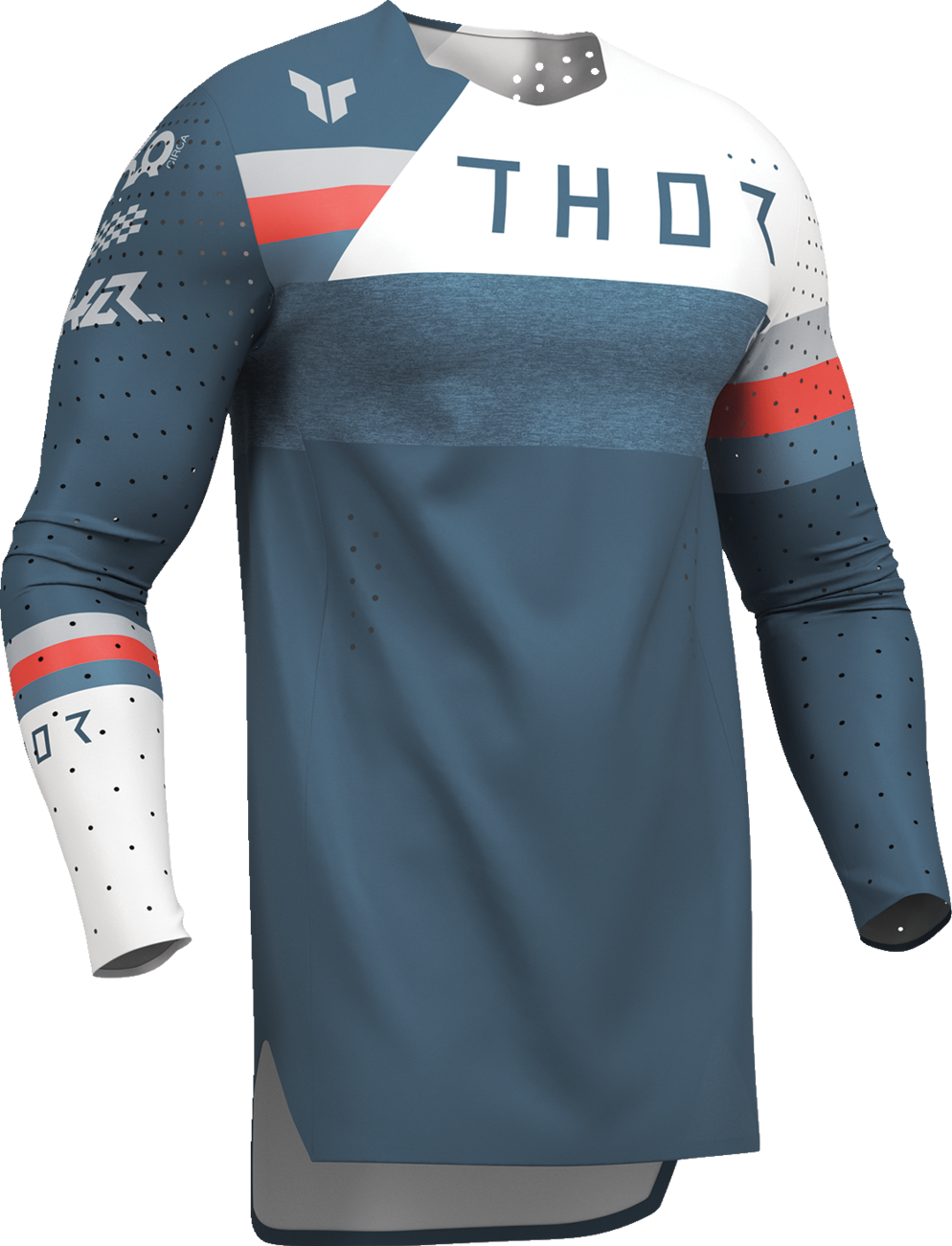 Blue and white THOR Sportmode League Jersey in 2XL size, featuring the THOR brand logo and sportswear design.