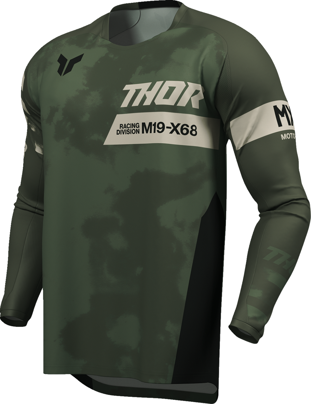 Black and camo Thor Launchmode Bleach Jersey by THOR, small size, with sporty design and breathable fabric detail.