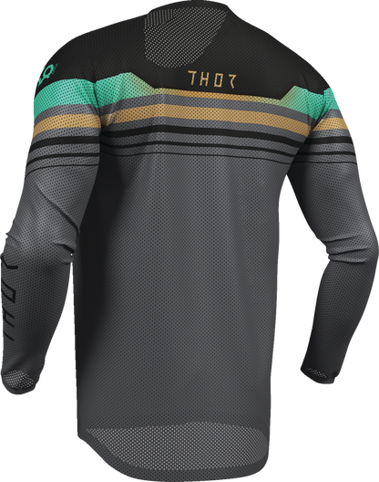 Black and charcoal THOR Launchmode Air Raptor jersey in XL size, featuring lightweight, breathable fabric and sport-inspired design.
