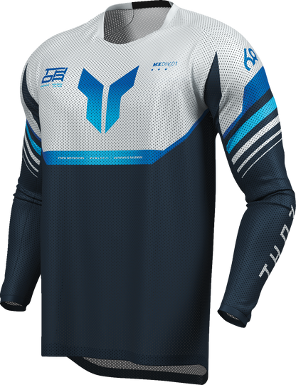 THOR Launchmode Air Raptor Jersey 2XL in midnight gray, featuring lightweight, breathable motocross apparel with logo details.