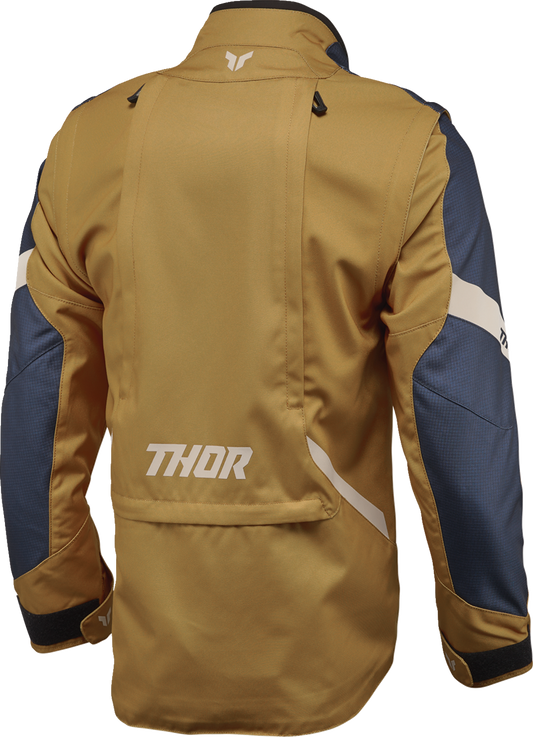 THOR Women's Terrain Jacket in caramel and midnight, size XS, featuring lightweight, durable outdoor jacket with zip closure and hood.