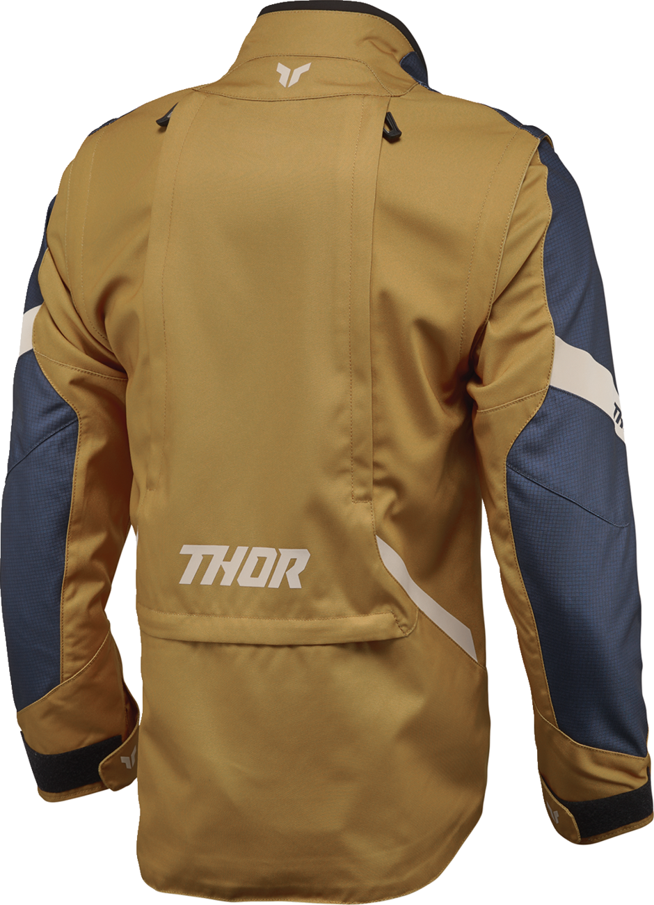 THOR Women's Terrain Jacket in caramel and midnight color, size small, featuring a stylish outdoor jacket design.