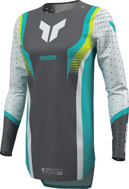 Thor Women's Sportmode Velocity Jersey in gray and aqua, size XL, featuring breathable fabric and sporty design.