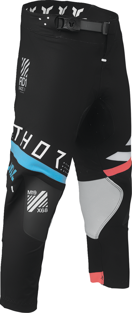 Black THOR Youth Sportmode Synth Pants with US size 28, featuring a sleek athletic design and durable fabric.