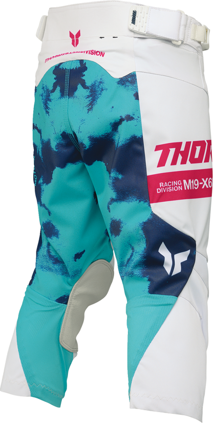 THOR Youth Launchmode Bleach Pants in white and aqua, size US 18, featuring a casual style with bleach detailing and comfortable fit.