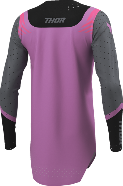 THOR Women's Sportmode Velocity Jersey in black and orchid, small size, featuring breathable fabric and sporty design.