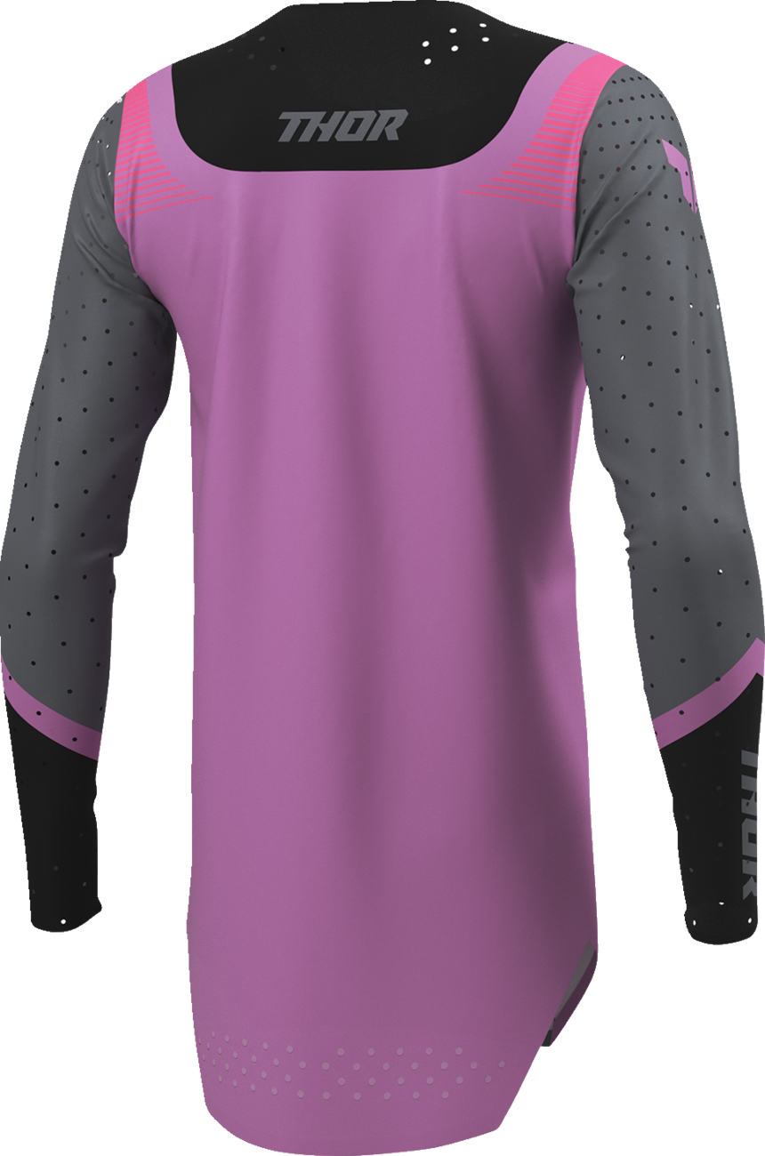 THOR Women's Sportmode Velocity Jersey in black and orchid, large size, featuring a sleek, athletic fit and vibrant color accents.