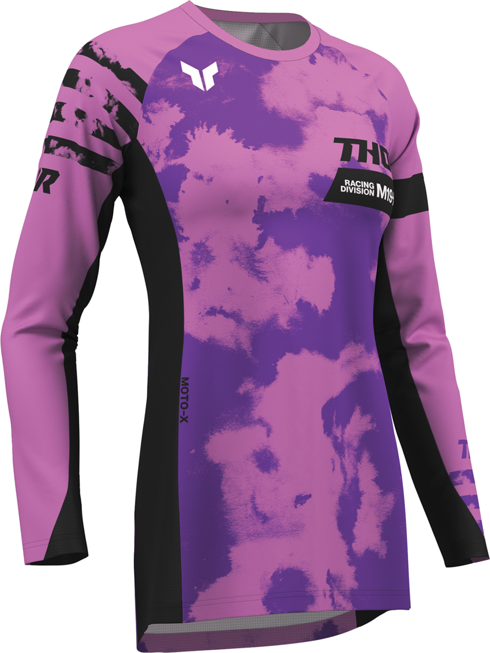 THOR Women's Launchmode Bleach Jersey in Black and Orchid, featuring a sporty design and comfortable fit.