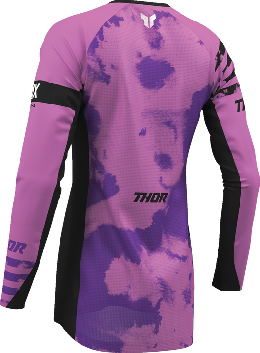 THOR Women's Launchmode Bleach Jersey in black and orchid, featuring a casual fit and graphic design.