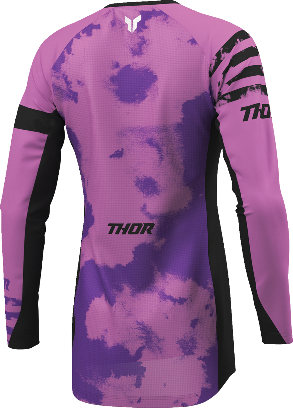 THOR Women's Launchmode Bleach Jersey in black and orchid, showcasing the black and purple design and athletic fit.