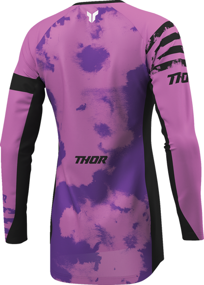 THOR Women's Launchmode Bleach Jersey in black and orchid, showcasing the black and purple design and athletic fit.