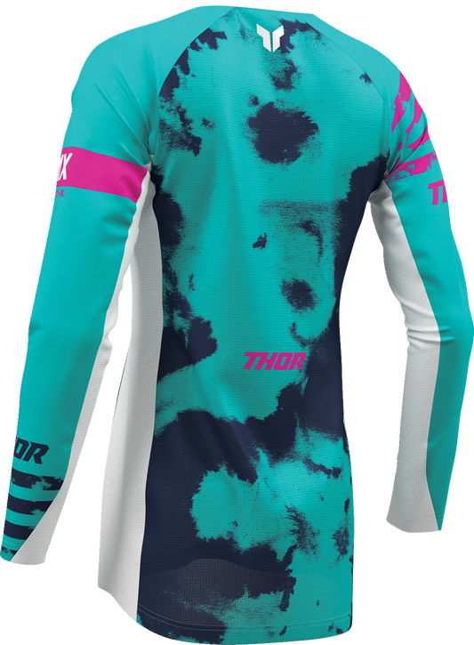 THOR Women's Launchmode Bleach Jersey in white and aqua, size XL, featuring a casual fit and sporty design.