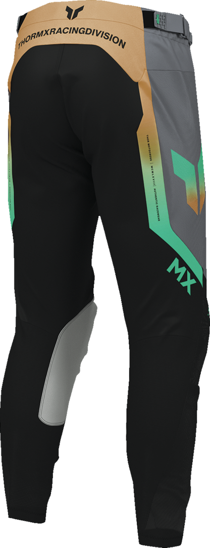 Black and charcoal THOR Launchmode Air Raptor motorcycle riding pants with durable, breathable fabric, US size 40.