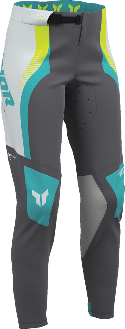 THOR Women's Sportmode Velocity Pants in gray and aqua, sporty athletic pants with a sleek design and comfortable fit.