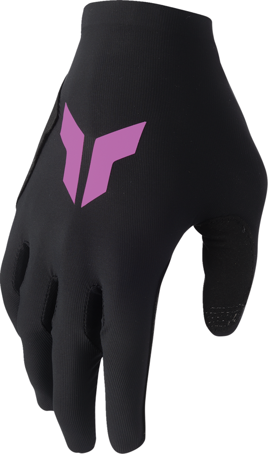 THOR Women's Sportmode Iconic gloves in black and orchid, medium size, with padded palms and stylish design for active riding.