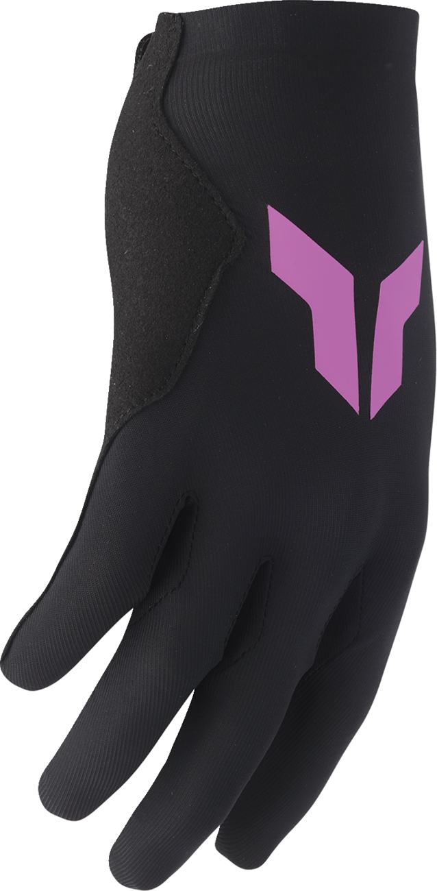 THOR Women's Sportmode Iconic Gloves in black and orchid, size medium, with padded palms and breathable fabric for cycling or training.