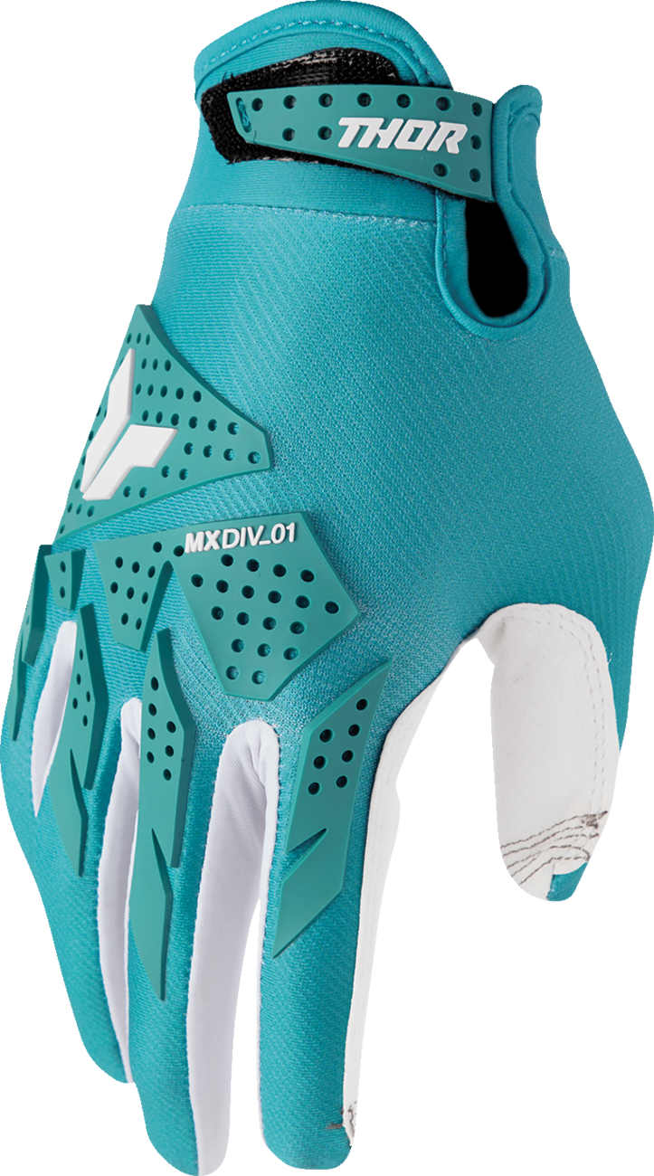 THOR Women's Launchmode XP Aqua gloves in size XL, featuring breathable fabric and secure wrist closure, designed for riding comfort.