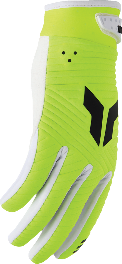 THOR Launchmode CW Gloves in acid green, small size, featuring protective design and durable material for motorcycle riding.