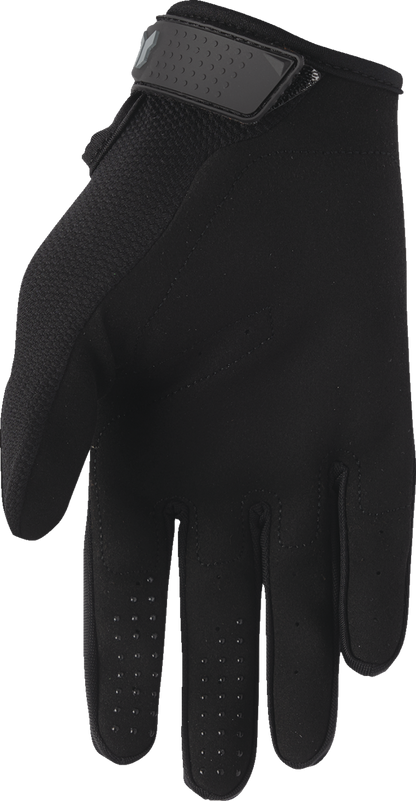 Black THOR Ridemode Static gloves in XL size, designed for motorcycle riding, featuring durable construction and secure fit.