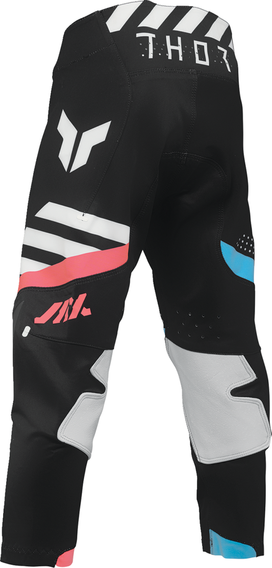 Black THOR Youth Sportmode Synth Pants with adjustable waistband and athletic fit, designed for active youth riders.