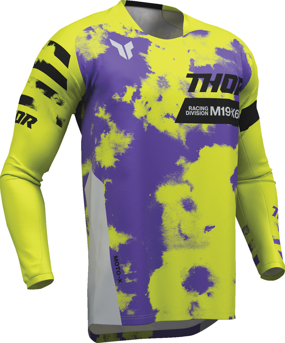 Gray and acid-colored THOR Youth Launchmode Bleach Jersey in medium size, featuring a casual athletic design.