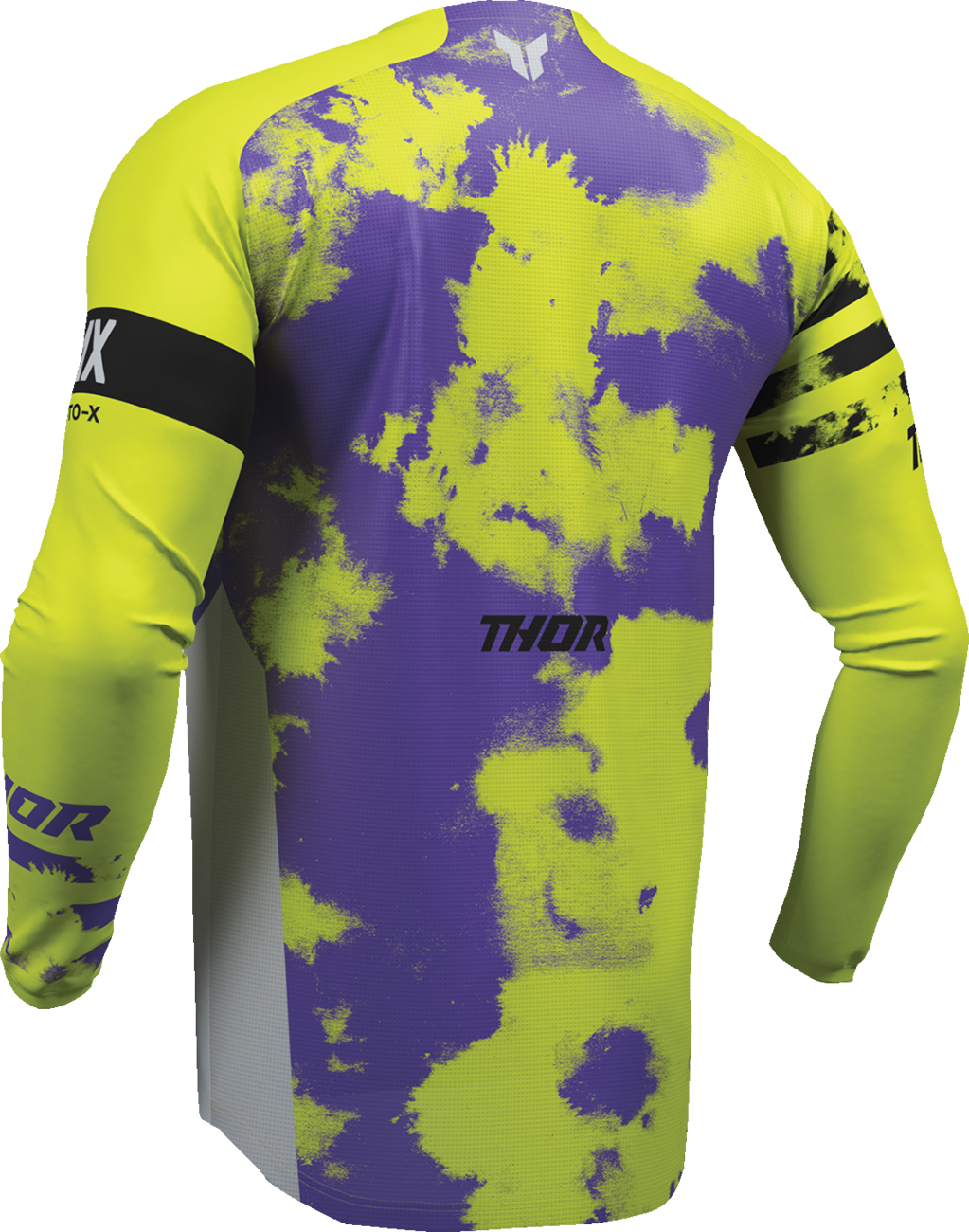 Gray and acid-colored THOR Youth Launchmode Bleach Jersey in medium size, featuring the THOR logo and sporty design.