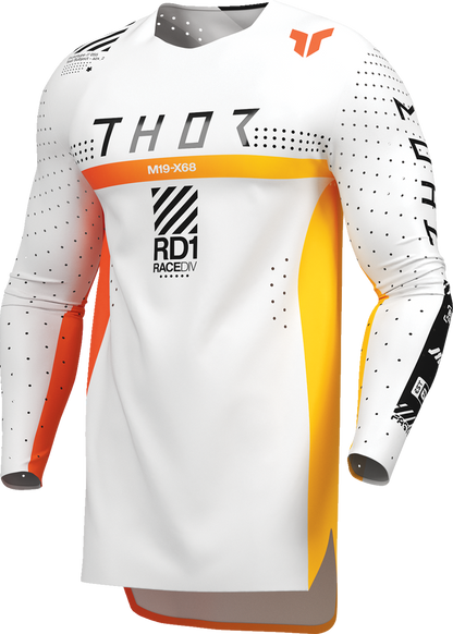 White THOR Sportmode Synth Jersey bike jersey with sleek design and breathable fabric for athletic cycling.