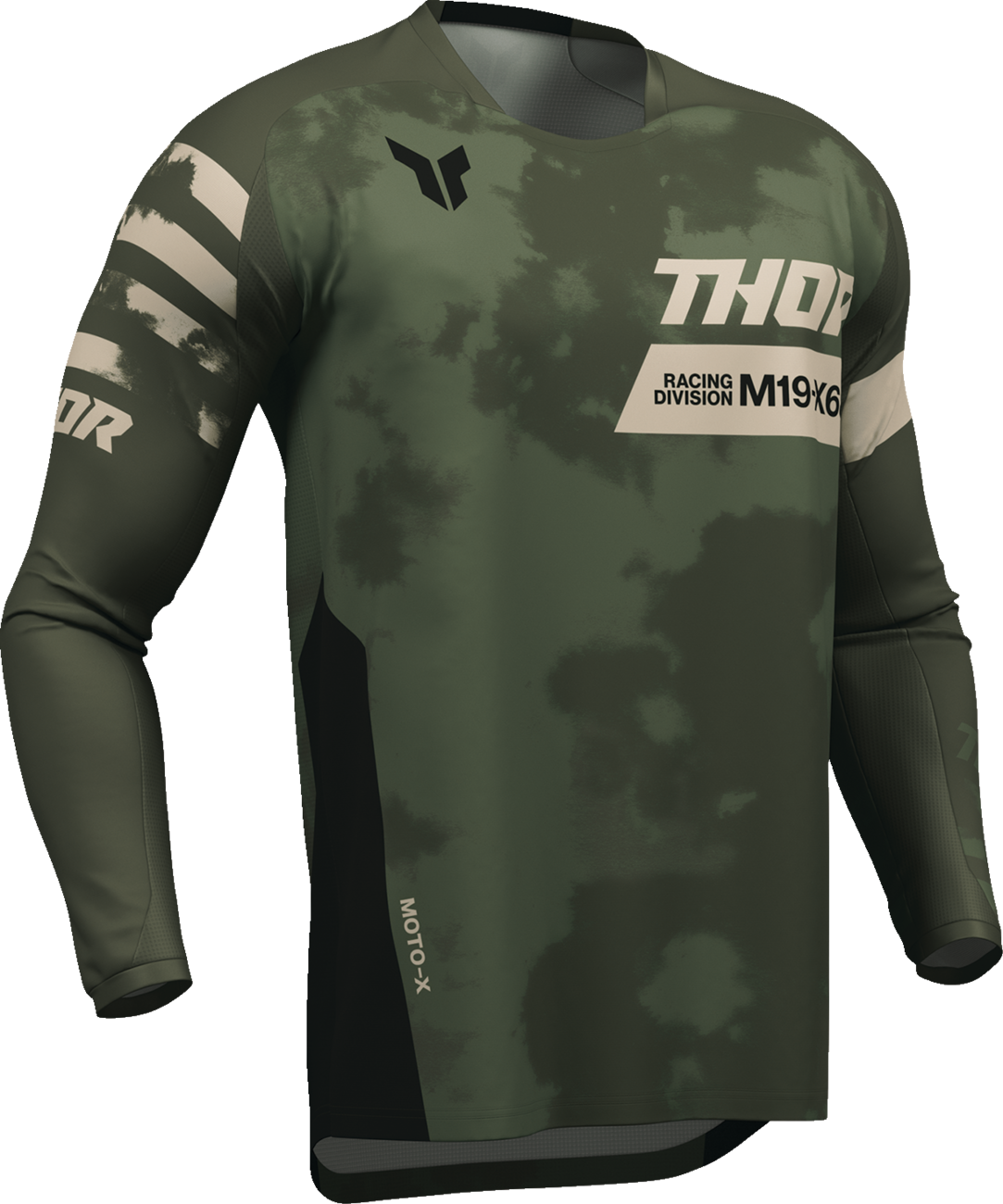 Black and camo THOR Launchmode Bleach Jersey in medium, featuring bold design and sporty style.