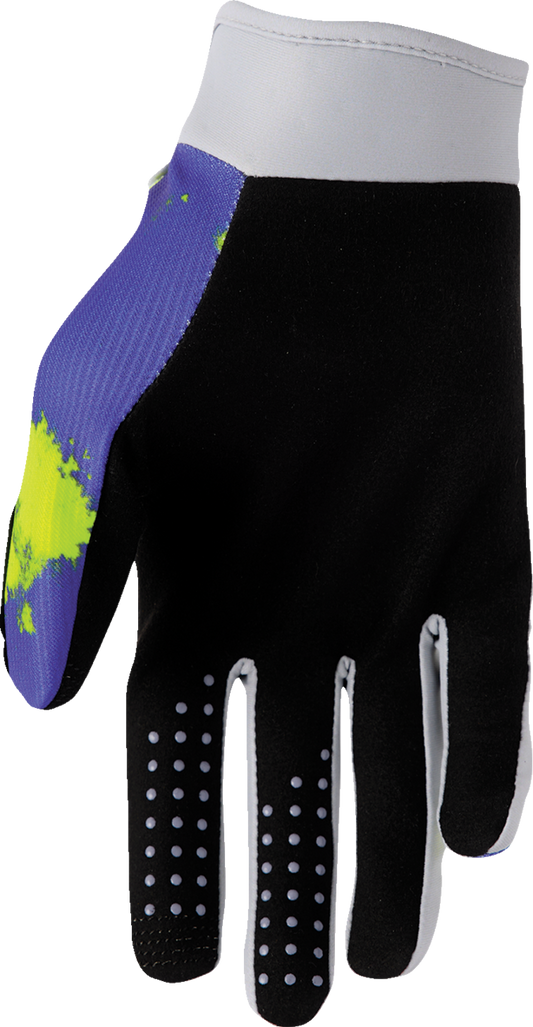 Gray and acid-colored THOR Launchmode bleach gloves in size XS, showing flexible, protective rubber gloves for cleaning or industrial use.