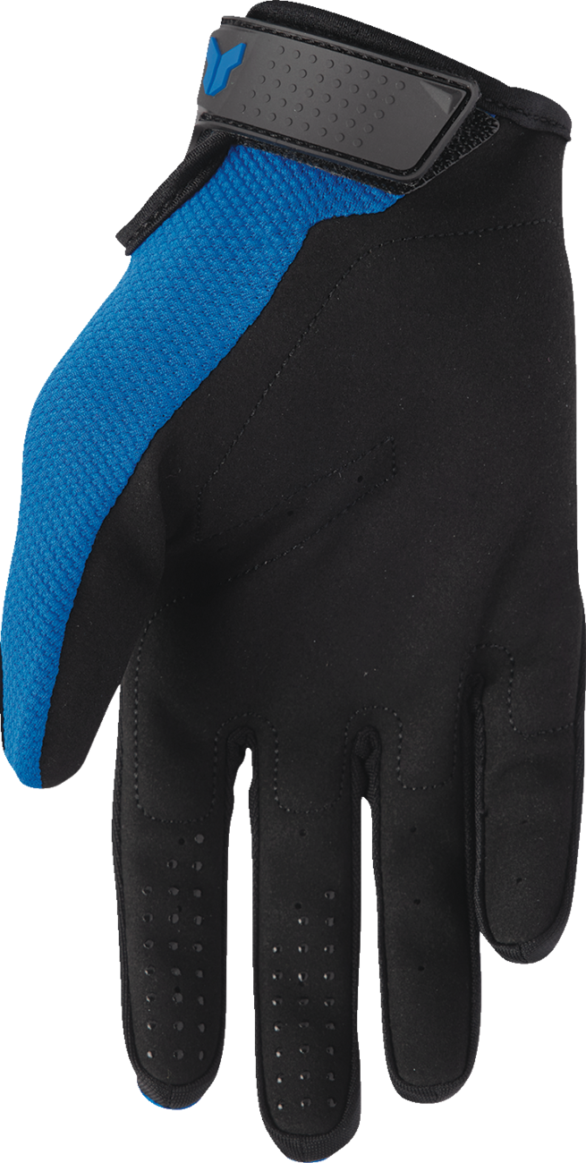 Blue THOR Ridemode Static Gloves in XL size, featuring durable material and secure fit for motorcycle riding.