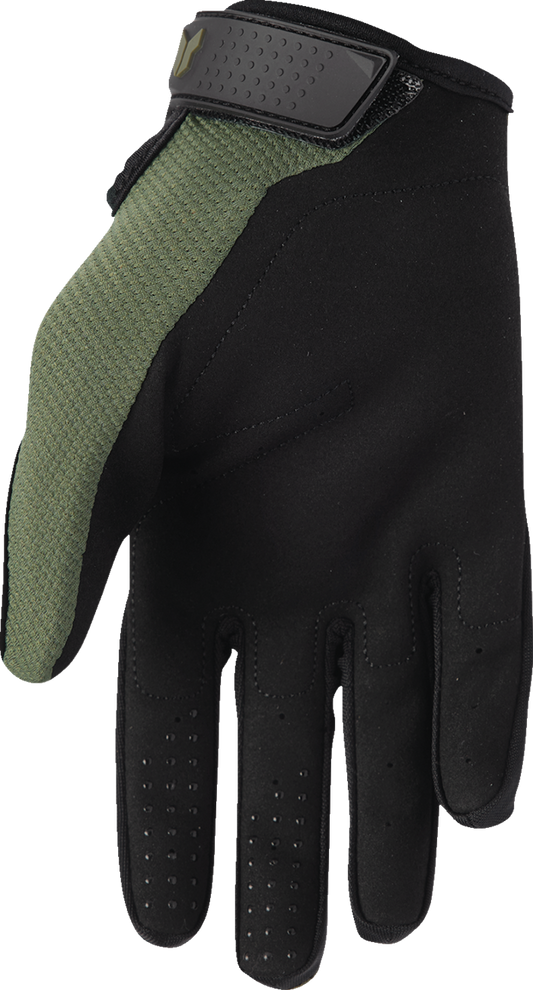 THOR Ridemode Static Gloves in camo print, XS size, featuring protective padding and flexible design for motocross riding.