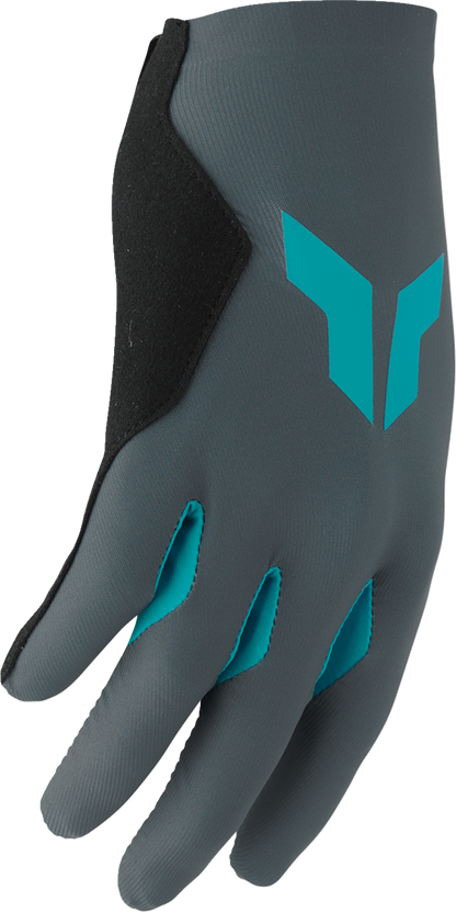 THOR Women's Sportmode Iconic Gloves in gray and aqua, featuring padded palms and adjustable wrist straps.
