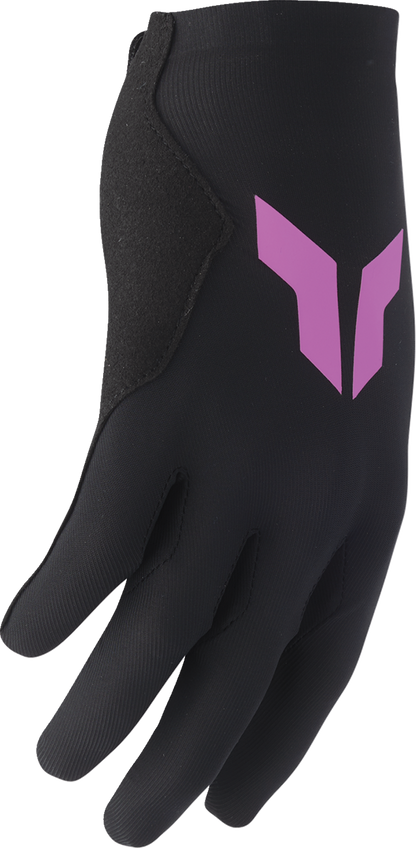 Black and orchid THOR women's Sportmode Iconic gloves in small size, featuring a snug fit and breathable fabric.