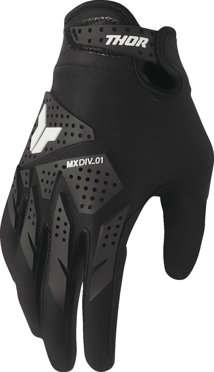Black THOR Women's Launchmode XP Gloves, small size, featuring breathable fabric and secure fit for riding protection.