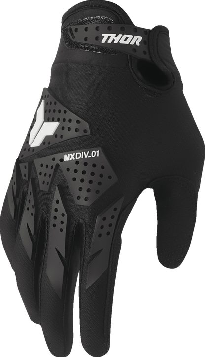 Black THOR Women's Launchmode XP Gloves, small size, featuring breathable fabric and secure fit for riding protection.