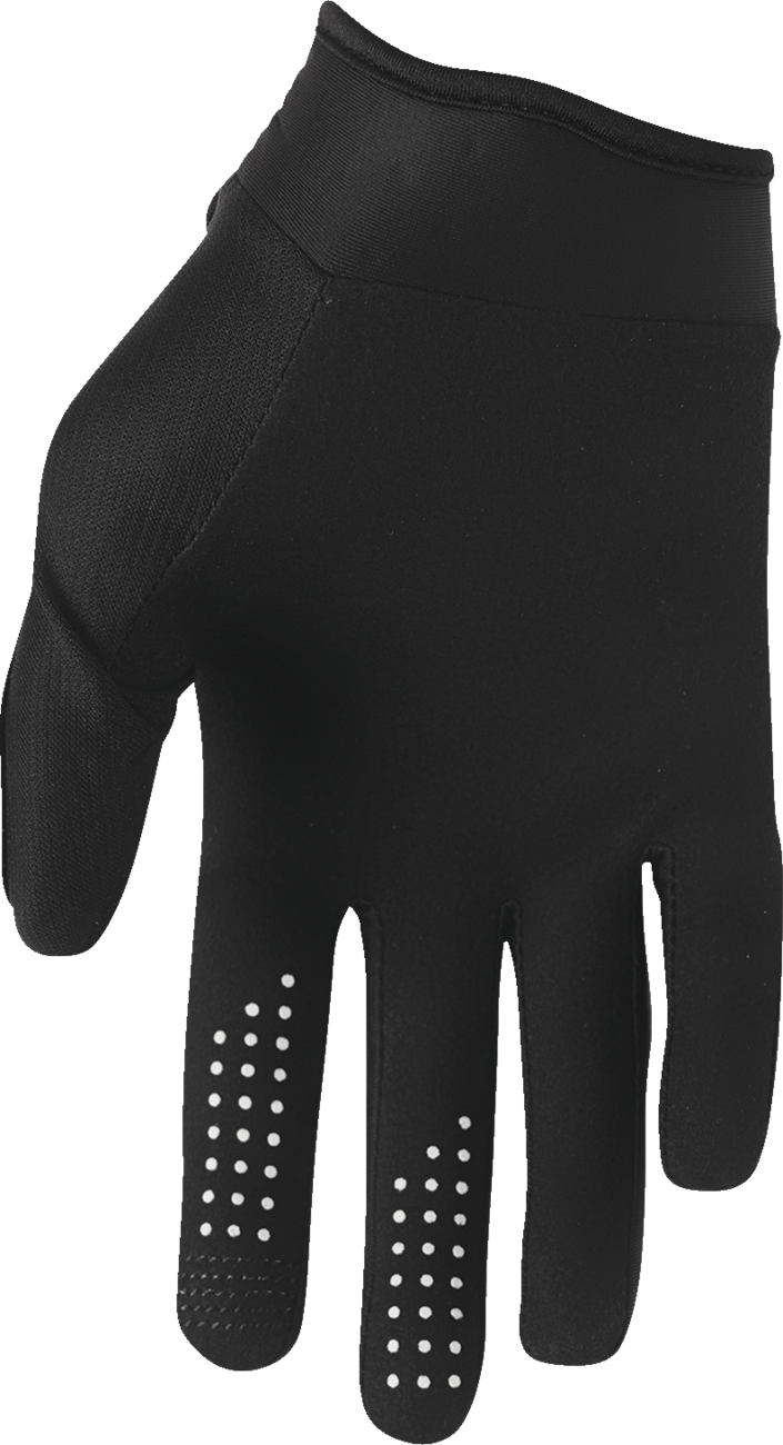 Black THOR Women's Launchmode XP gloves in small size, showing the durable riding gloves with adjustable wrist straps.