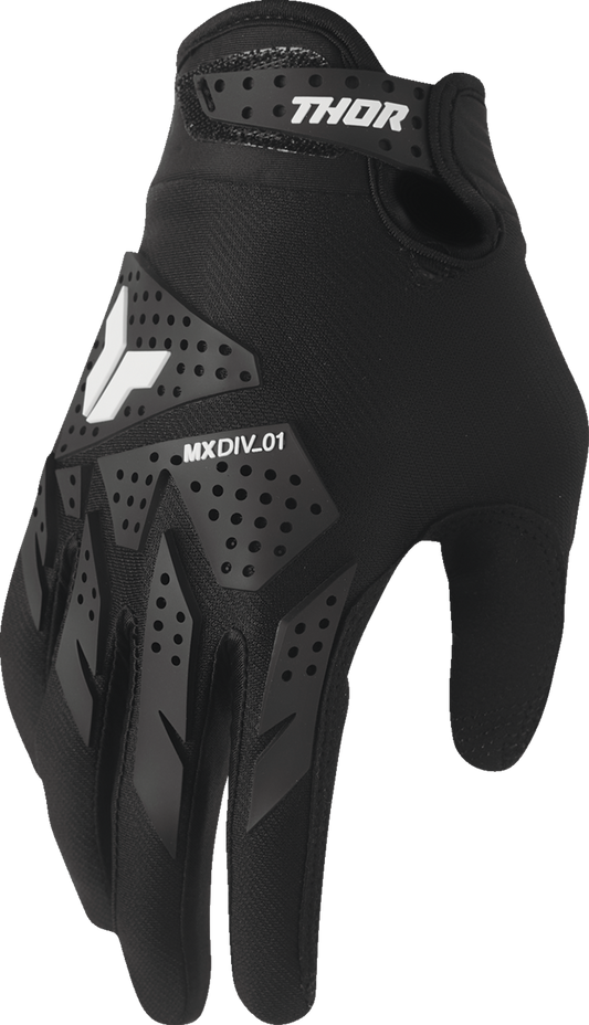 Black THOR Women's Launchmode XP motorcycle gloves in size large, model 3331-0290, featuring reinforced knuckles and adjustable wrist closure.