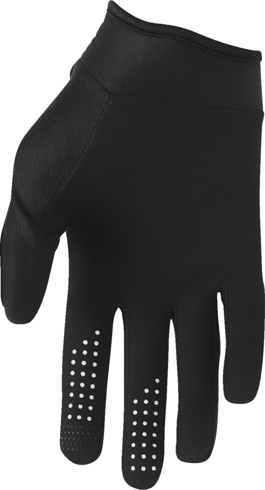 Black THOR Women's Launchmode XP gloves in large size with protective features and textured grip, designed for motorcycle riding.
